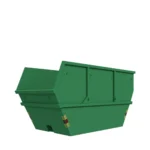 Grön 12m3 Öppen Liftdumpercontainer med snedställda sidor.