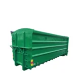 Grön 30m3 Spannmålscontainer med en slät sida och bakdörrar.
