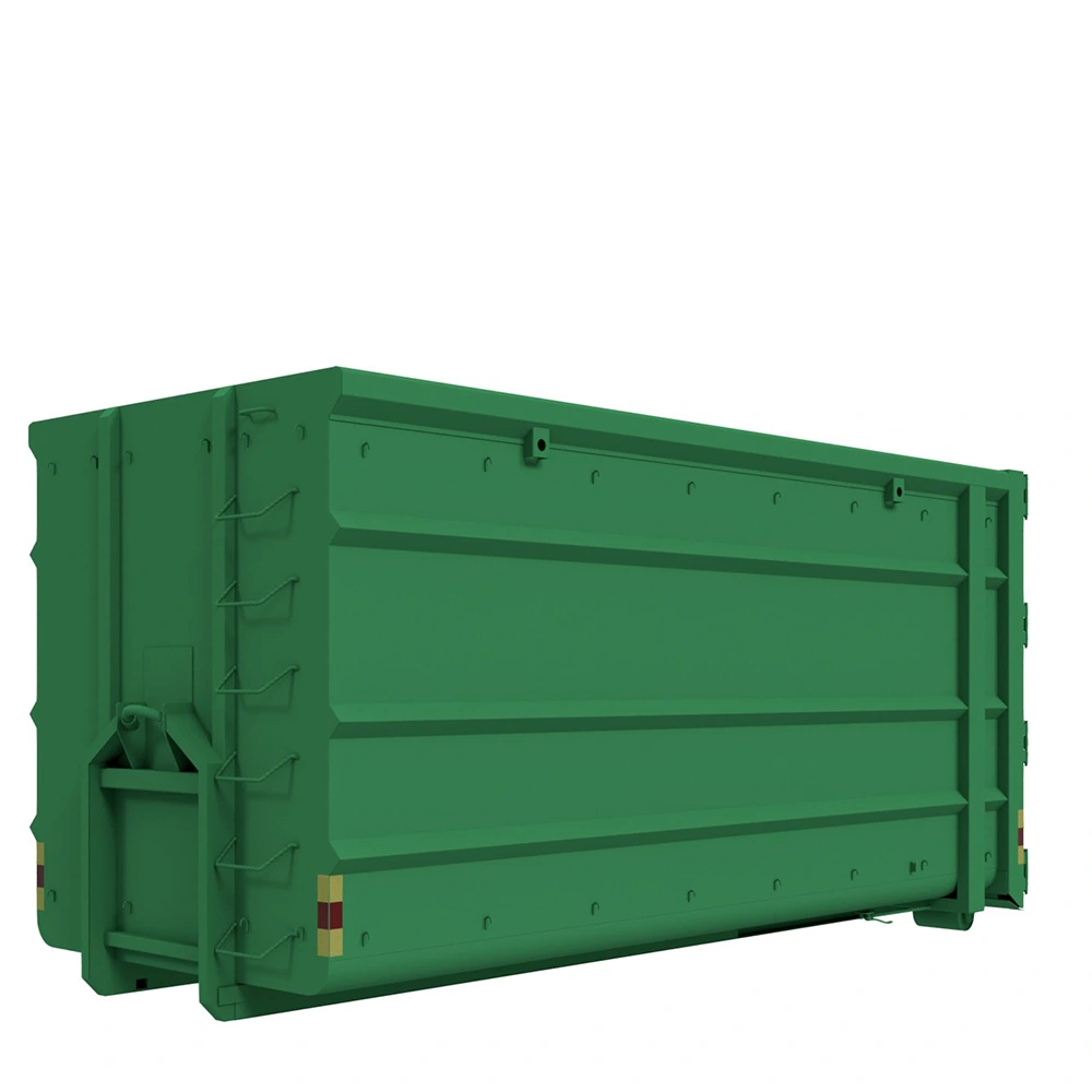 Grön 40m3 Allroundcontainer med optimerad design för avfallshantering.