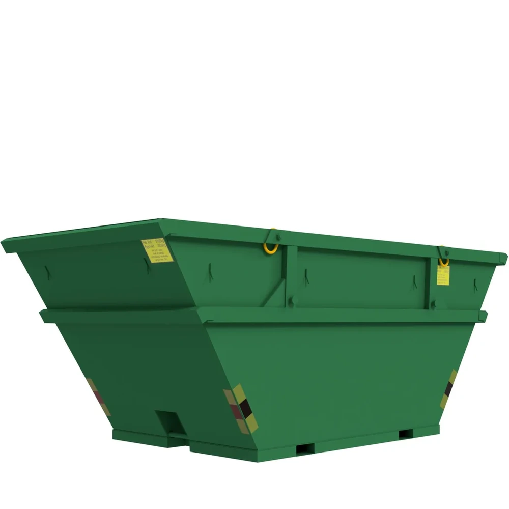 8m3 Lyftgodkänd container för 5T, grön och robust design.