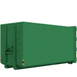 Grön 43m3 Allroundcontainer med dubbla väggar och lastlucka.