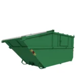 12m3 Baktömmarcontainer med topphängd Aluminiumlucka i grön färg.