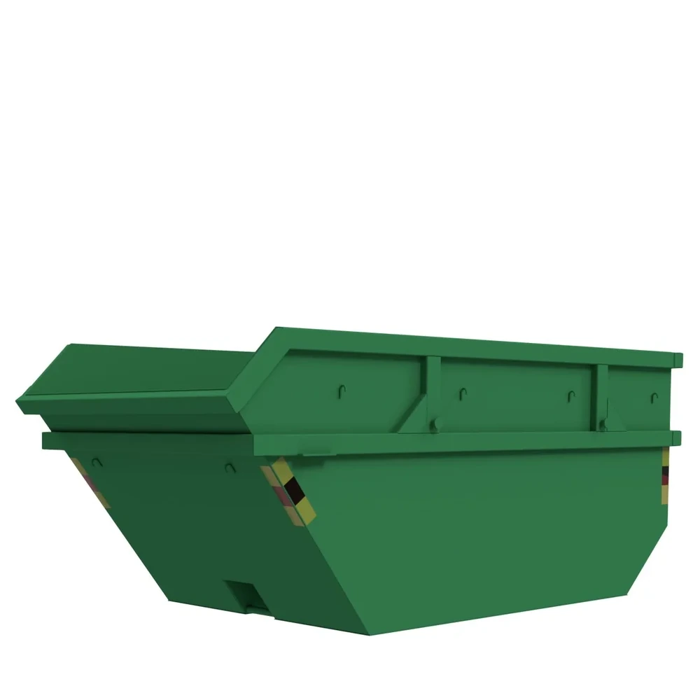 Grön DCL-8S container med skarpa kanter och tydlig struktur.