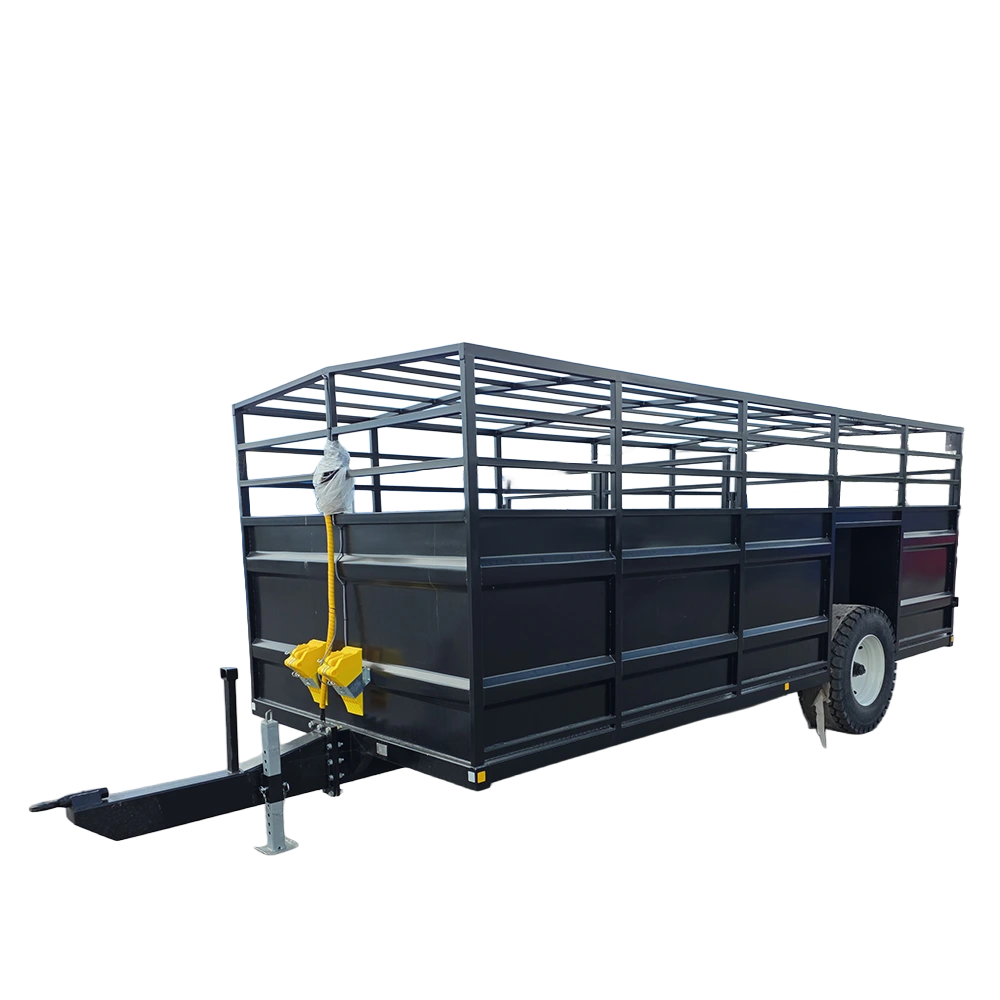 Svart släpvagn med metallgaller, modell ACT616 för transport.