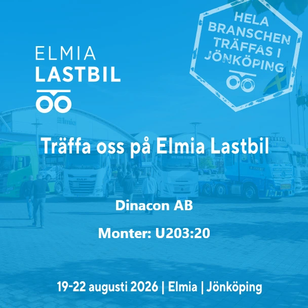 Dinacon ställer ut på Elmia Lastbil 19–22 augusti 2026, monter U203:20